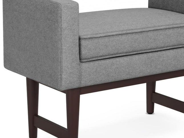 29" Gray and Walnut Linen Ottoman