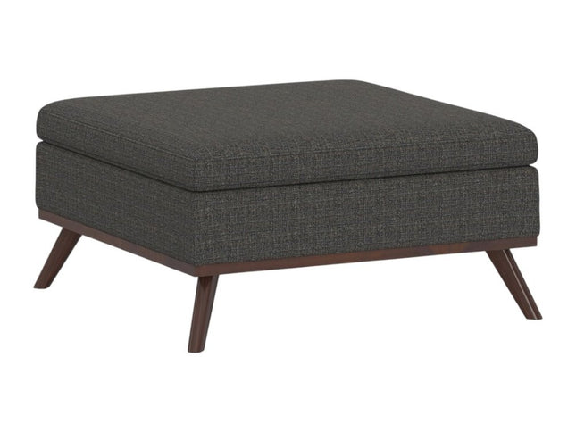 36" Ebony and Brown Fabric Cocktail Ottoman With Storage