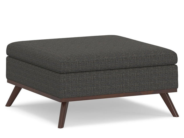36" Ebony and Brown Fabric Cocktail Ottoman With Storage