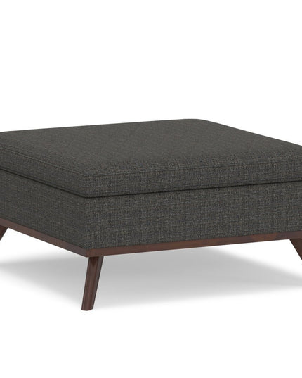 36" Ebony and Brown Fabric Cocktail Ottoman With Storage