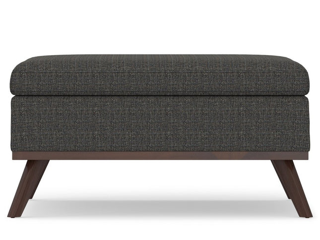 36" Ebony and Brown Fabric Cocktail Ottoman With Storage
