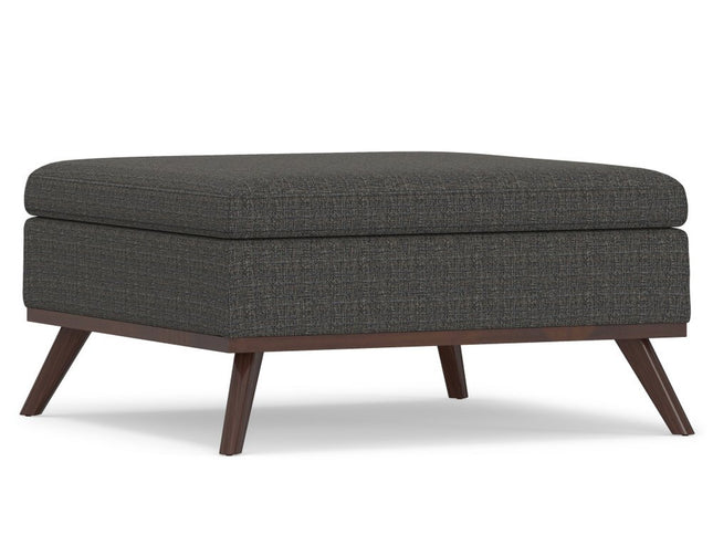 36" Ebony and Brown Fabric Cocktail Ottoman With Storage