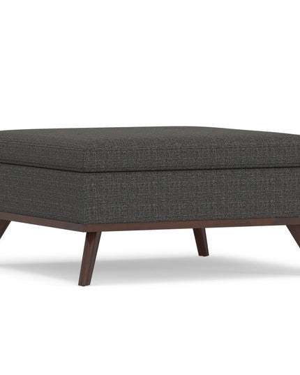 36" Ebony and Brown Fabric Cocktail Ottoman With Storage