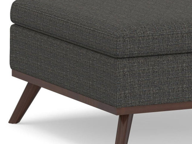 36" Ebony and Brown Fabric Cocktail Ottoman With Storage