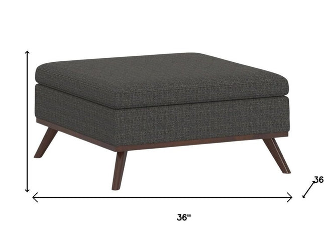 36" Ebony and Brown Fabric Cocktail Ottoman With Storage