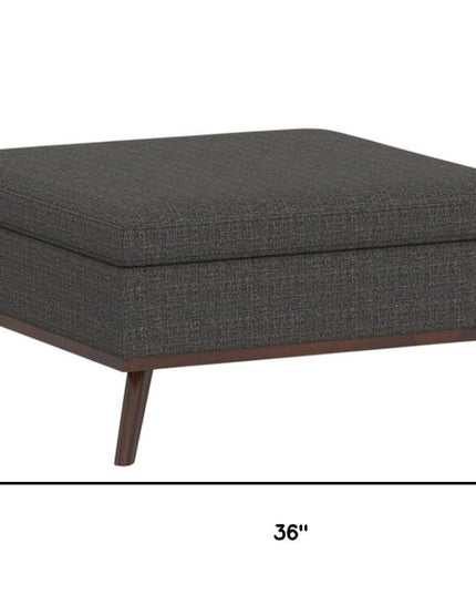 36" Ebony and Brown Fabric Cocktail Ottoman With Storage