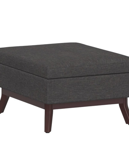34" Gray and Brown Fabric Cocktail Ottoman With Storage