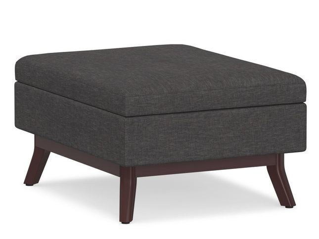 34" Gray and Brown Fabric Cocktail Ottoman With Storage