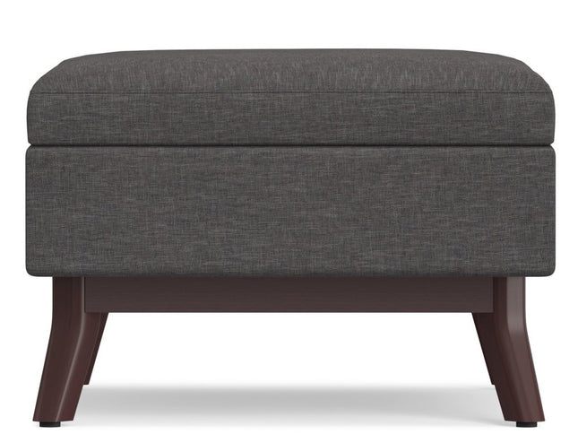 34" Gray and Brown Fabric Cocktail Ottoman With Storage