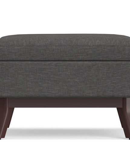 34" Gray and Brown Fabric Cocktail Ottoman With Storage