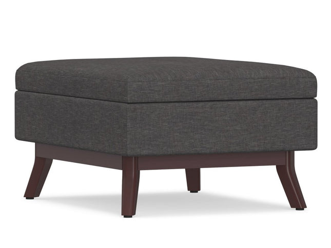 34" Gray and Brown Fabric Cocktail Ottoman With Storage