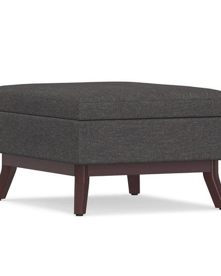 34" Gray and Brown Fabric Cocktail Ottoman With Storage