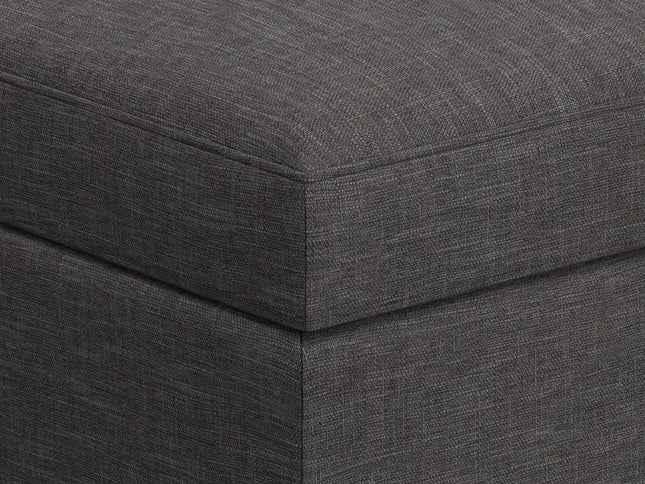 34" Gray and Brown Fabric Cocktail Ottoman With Storage