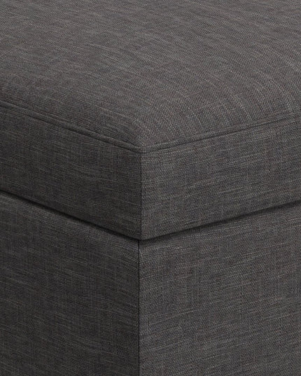 34" Gray and Brown Fabric Cocktail Ottoman With Storage