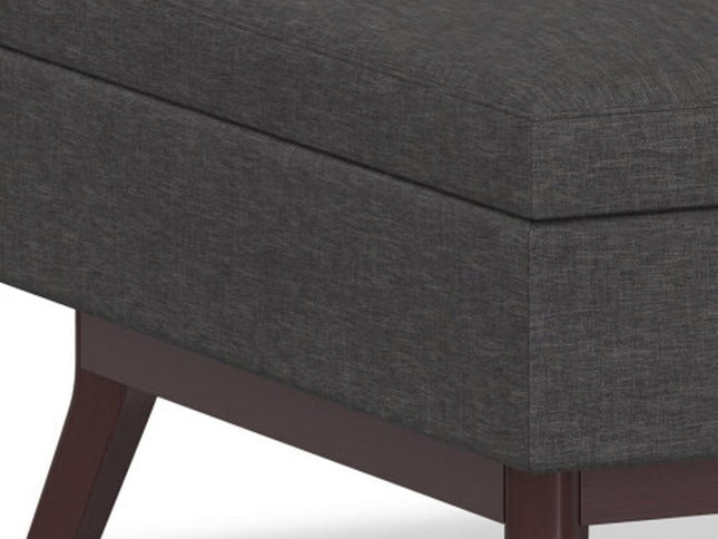 34" Gray and Brown Fabric Cocktail Ottoman With Storage
