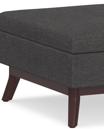 34" Gray and Brown Fabric Cocktail Ottoman With Storage