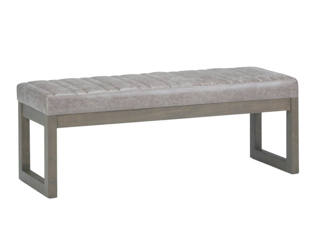 48" Gray and Brown Leather Ottoman