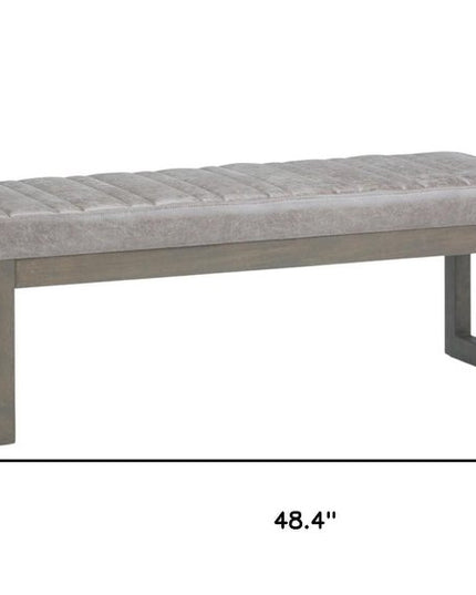 48" Gray and Brown Leather Ottoman