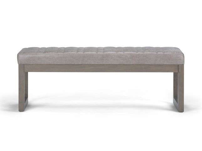 48" Gray and Brown Leather Ottoman