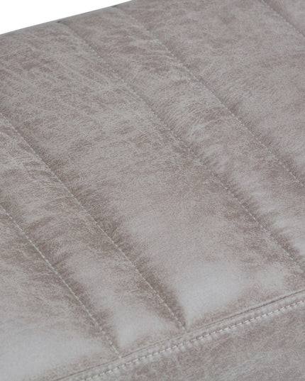 48" Gray and Brown Leather Ottoman