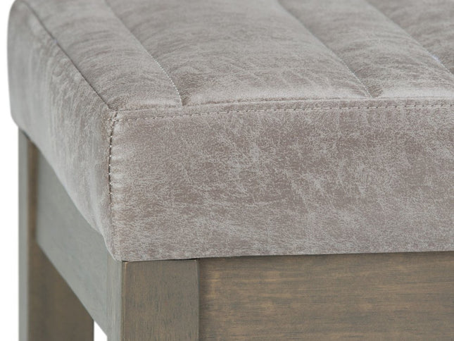 48" Gray and Brown Leather Ottoman