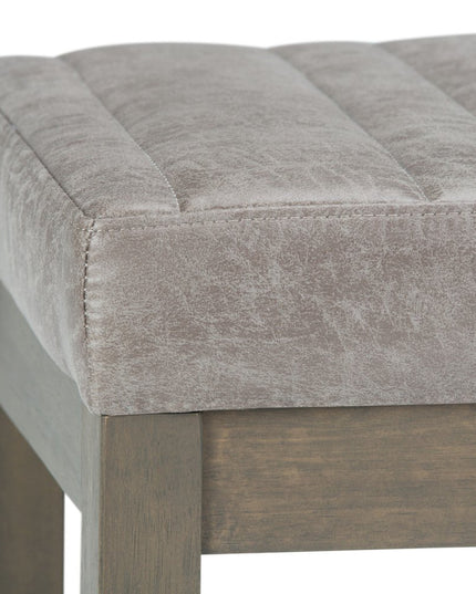 48" Gray and Brown Leather Ottoman