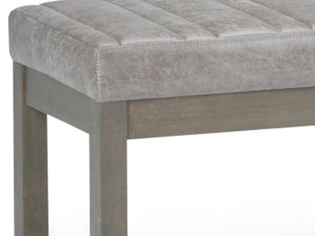 48" Gray and Brown Leather Ottoman