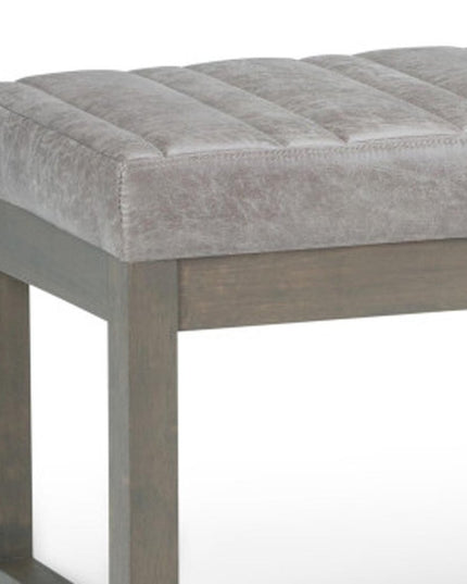 48" Gray and Brown Leather Ottoman