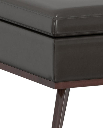 36" Brown Leather Cocktail Ottoman With Storage