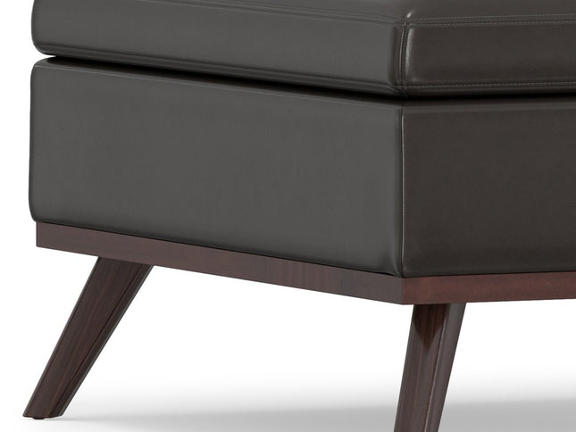 36" Brown Leather Cocktail Ottoman With Storage