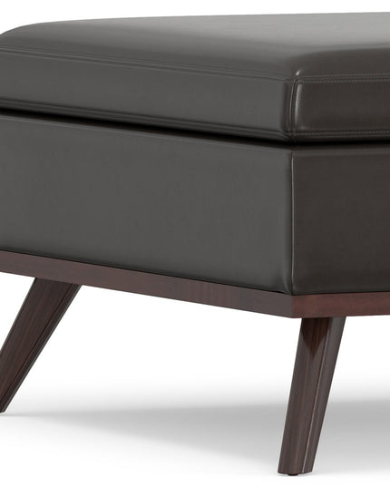36" Brown Leather Cocktail Ottoman With Storage
