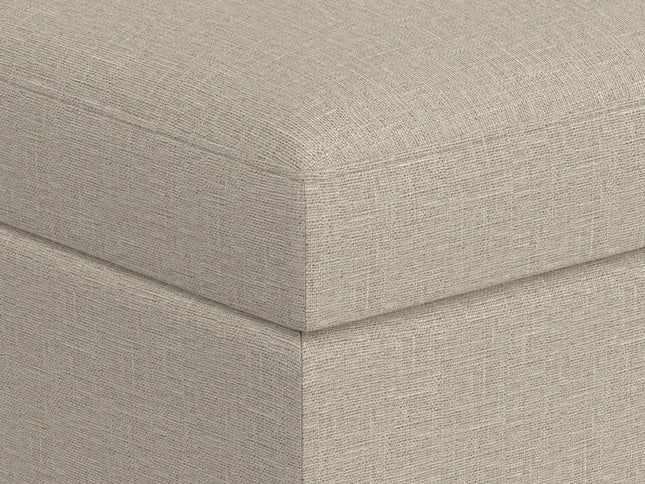 34" Natural and Brown Fabric Cocktail Ottoman With Storage