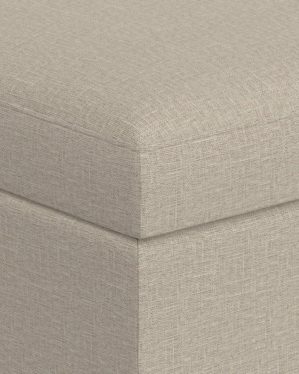 34" Natural and Brown Fabric Cocktail Ottoman With Storage