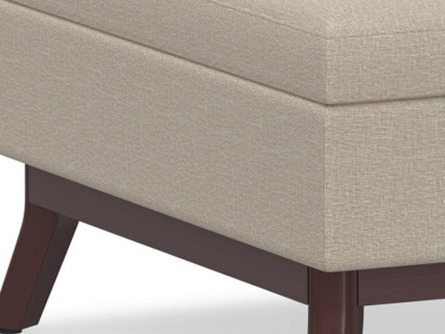34" Natural and Brown Fabric Cocktail Ottoman With Storage