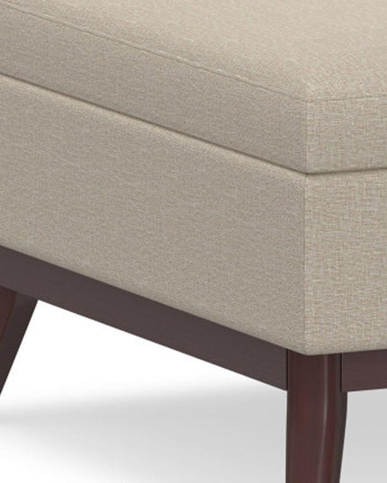 34" Natural and Brown Fabric Cocktail Ottoman With Storage