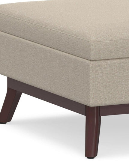 34" Natural and Brown Fabric Cocktail Ottoman With Storage