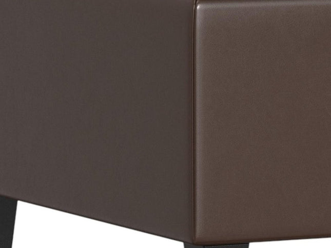 30" Brown and Black Leather Cocktail Ottoman With Storage