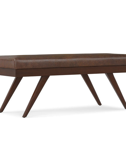 48" Brown Leather Ottoman