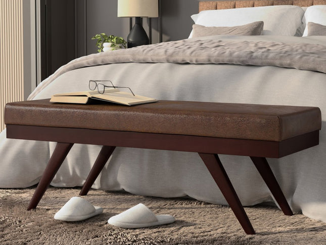 48" Brown Leather Ottoman