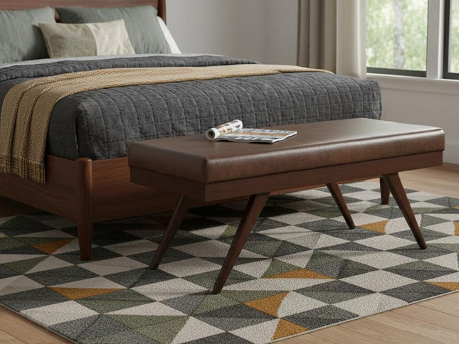 48" Brown Leather Ottoman