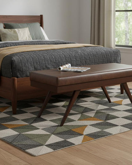 48" Brown Leather Ottoman