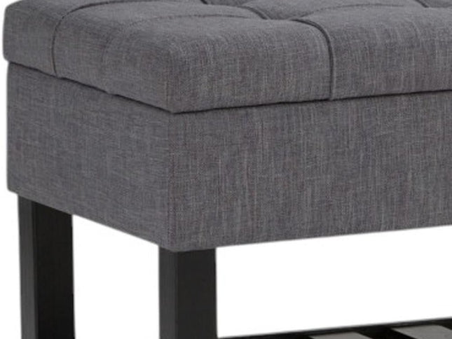 43" Gray and Espresso Fabric Ottoman With Storage