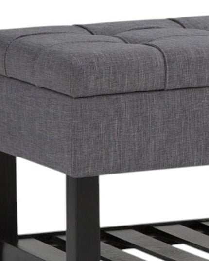 43" Gray and Espresso Fabric Ottoman With Storage