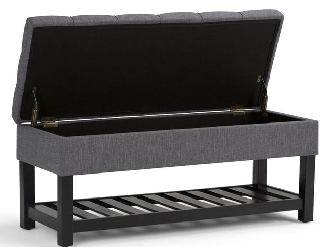 43" Gray and Espresso Fabric Ottoman With Storage