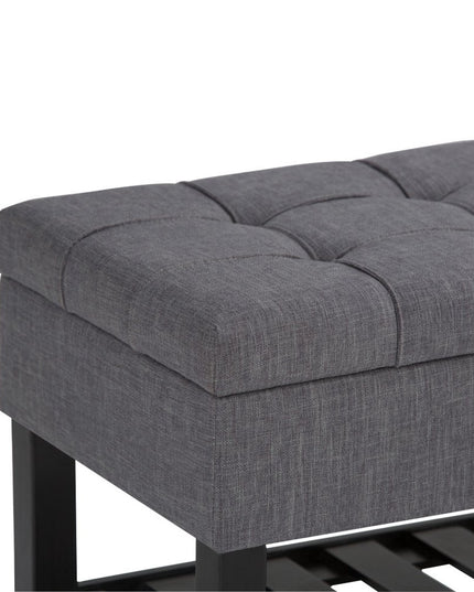 43" Gray and Espresso Fabric Ottoman With Storage