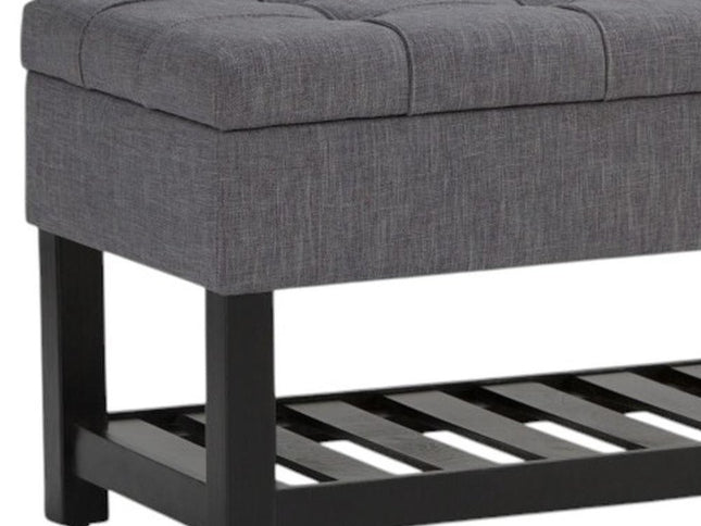 43" Gray and Espresso Fabric Ottoman With Storage