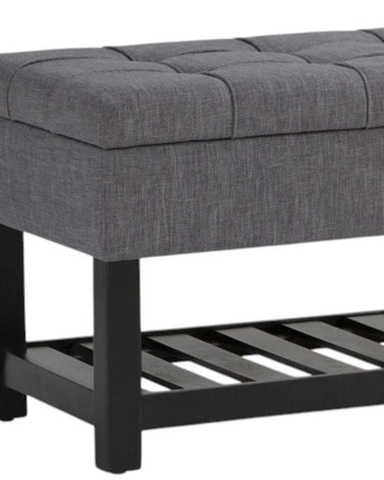 43" Gray and Espresso Fabric Ottoman With Storage