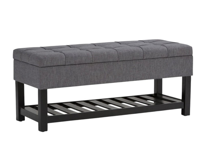 43" Gray and Espresso Fabric Ottoman With Storage
