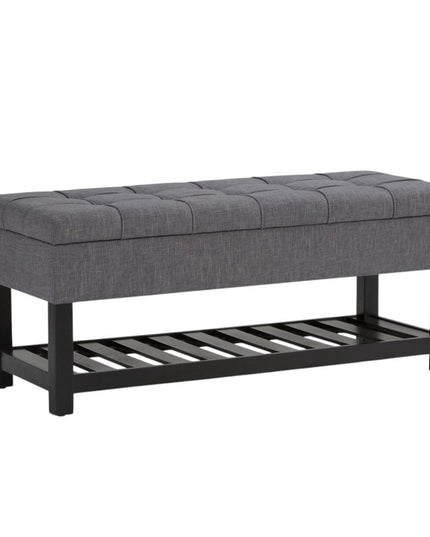43" Gray and Espresso Fabric Ottoman With Storage