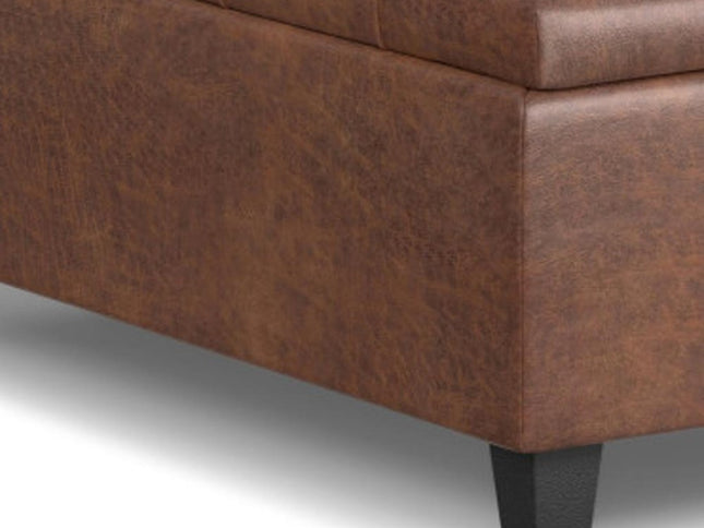 40" Brown Leather Cocktail Ottoman With Storage